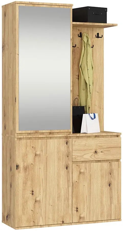 Garderoba z lustrem dąb artisan M7-M75