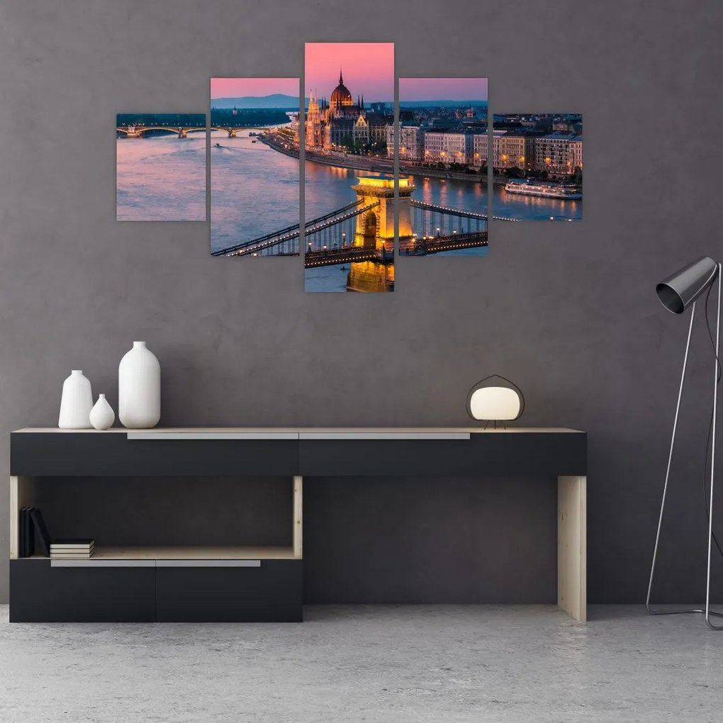 Obraz - Panorama miasta, Budapeszt, Węgry (125x70 cm)