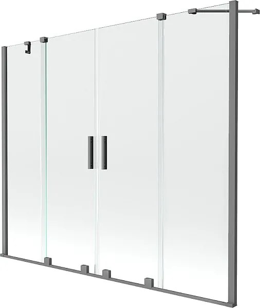 Mexen Velar Duo parawan nawannowy 2-skrzydłowy rozsuwany 170 x 150 cm, transparent, gun metal - 896-170-000-02-95