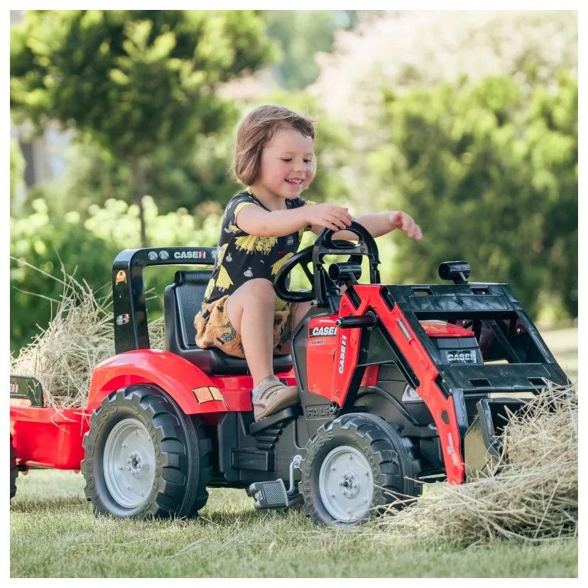 Falk traktor case na pedały z łyżką i przyczepką czerwony od 3 lat