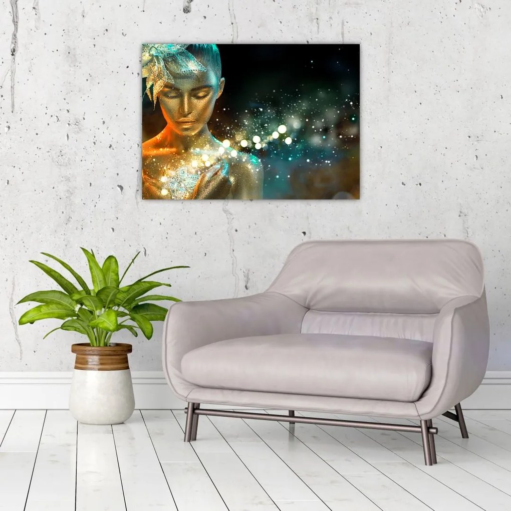 Obraz na szkle złotej wróżki (70x50 cm)