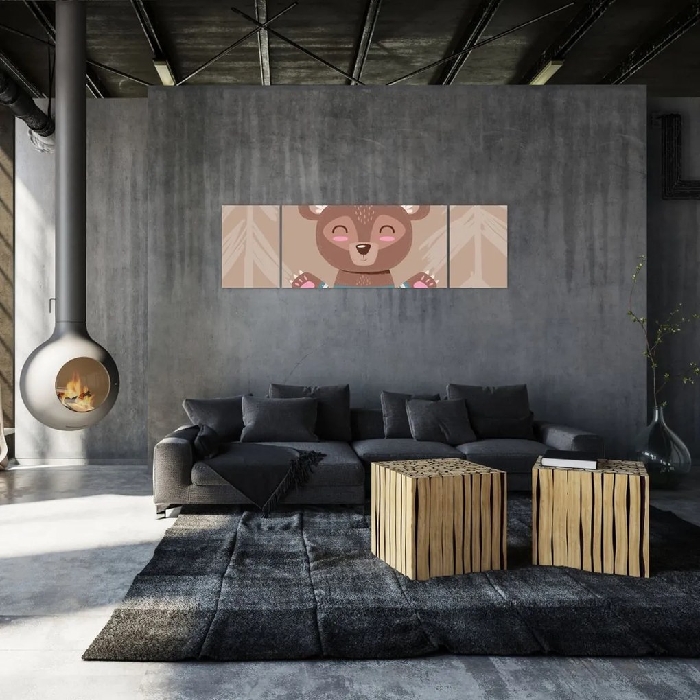 Obraz - Miś w koszulce w paski (170x50 cm)