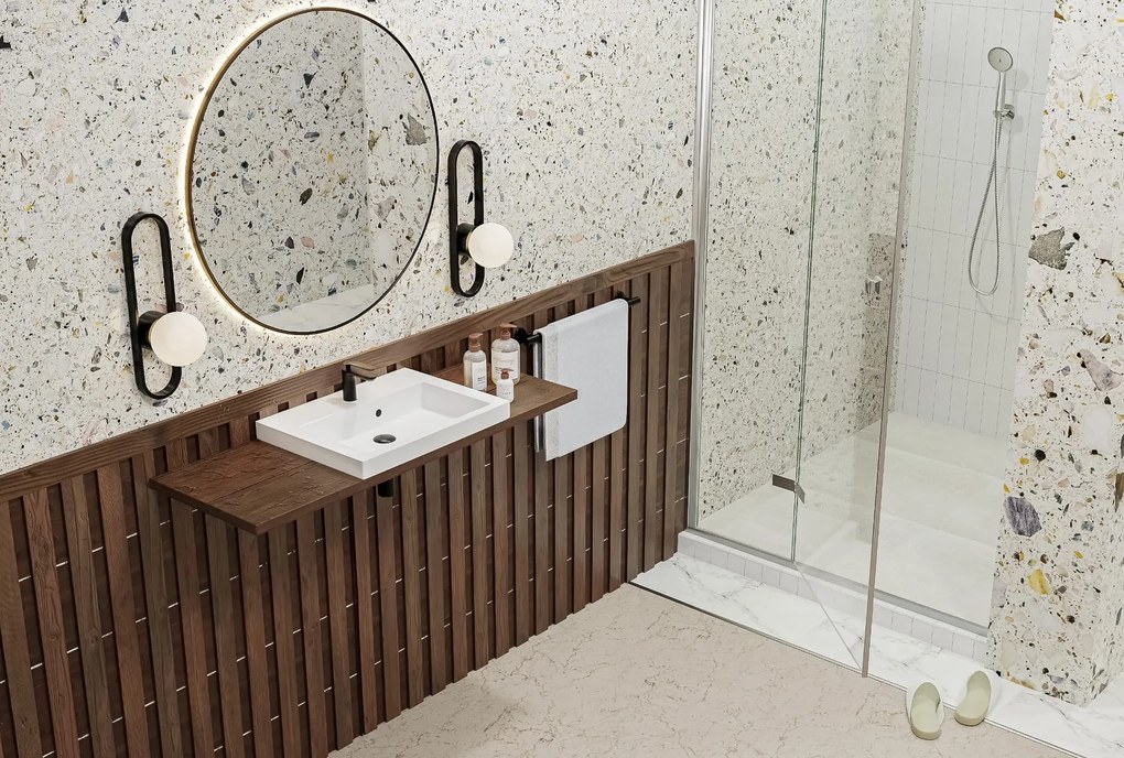 Umywalka wpuszczana w blat / blatowa biała 60 x 46 cm KLAR z konglomeratu z otworem na baterię