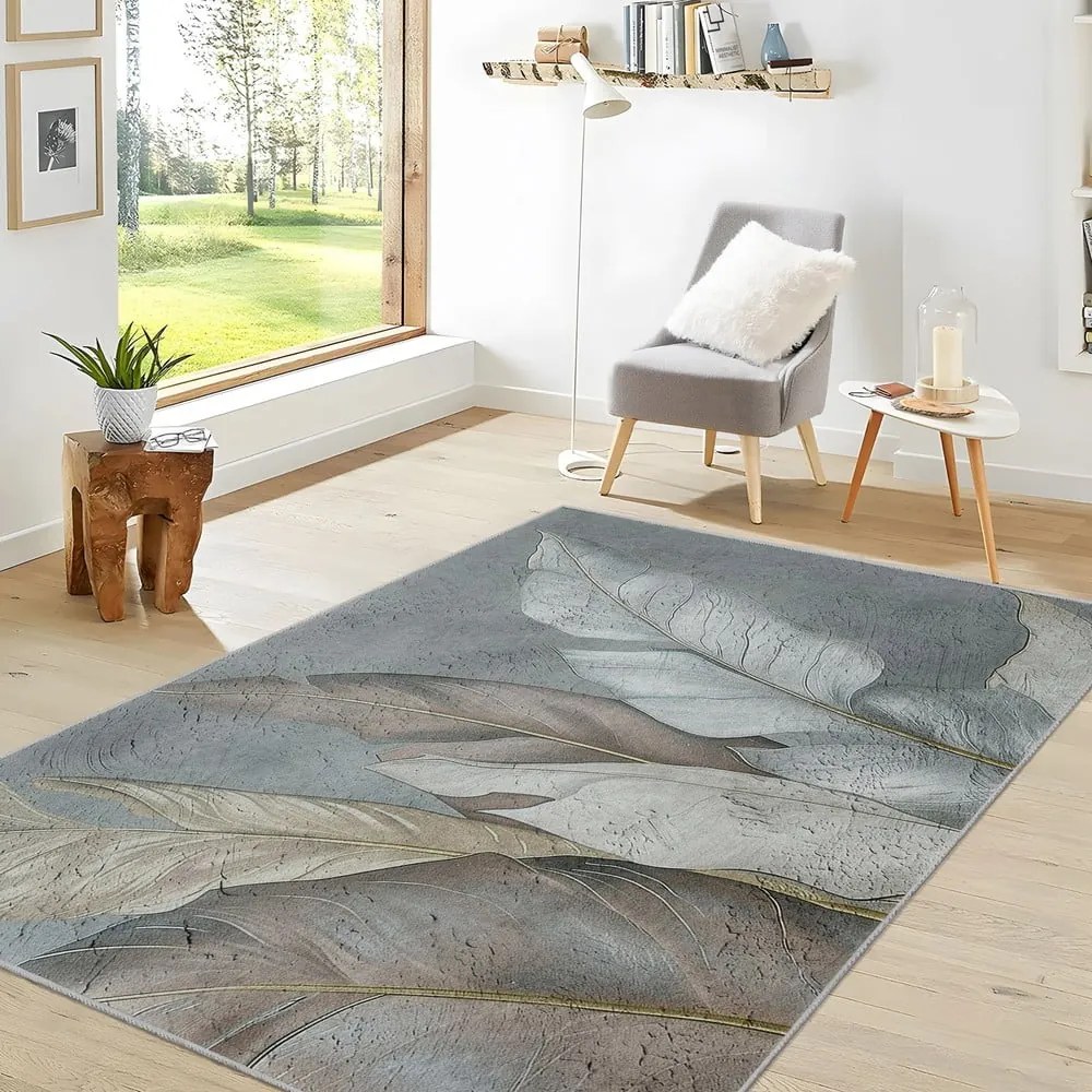 Zielono-szary chodnik odpowiedni do prania 80x200 cm Dusty Leaves – Mila Home