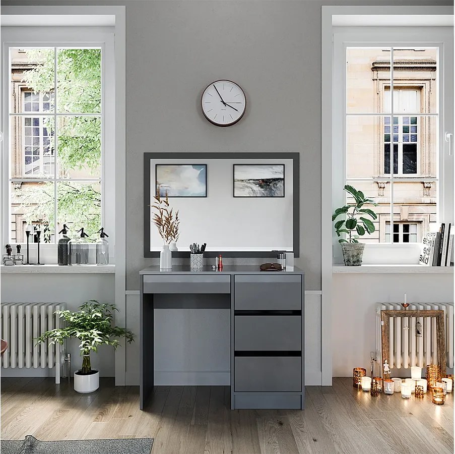 Stół do toalety szary o wysokim połysku 90x40x75 sherry