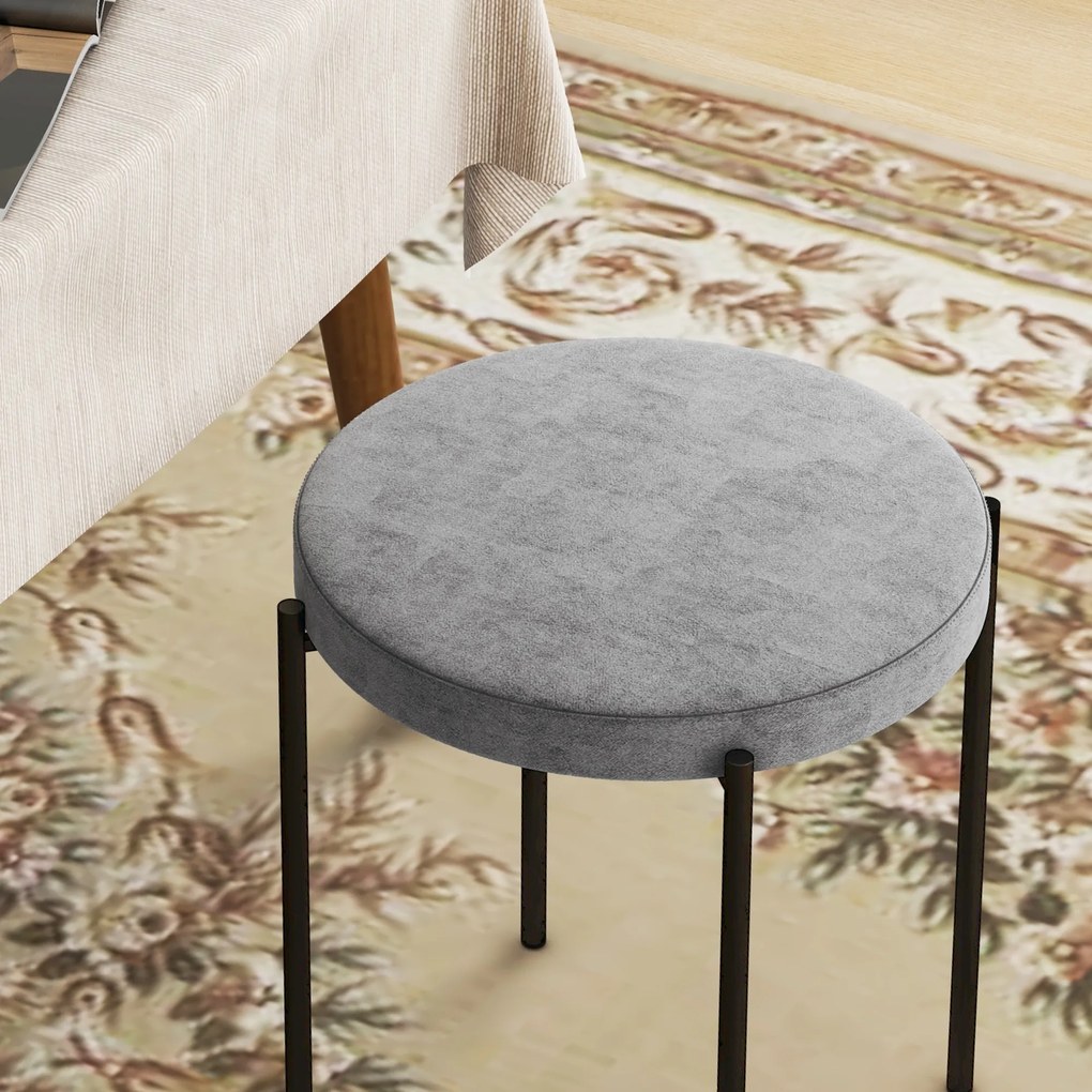 HOMCOM Zestaw 4 hokerów kuchennych aksamitne ciemnoszare do 120 kg stalowy stelaż nowoczesne | Aosom PL