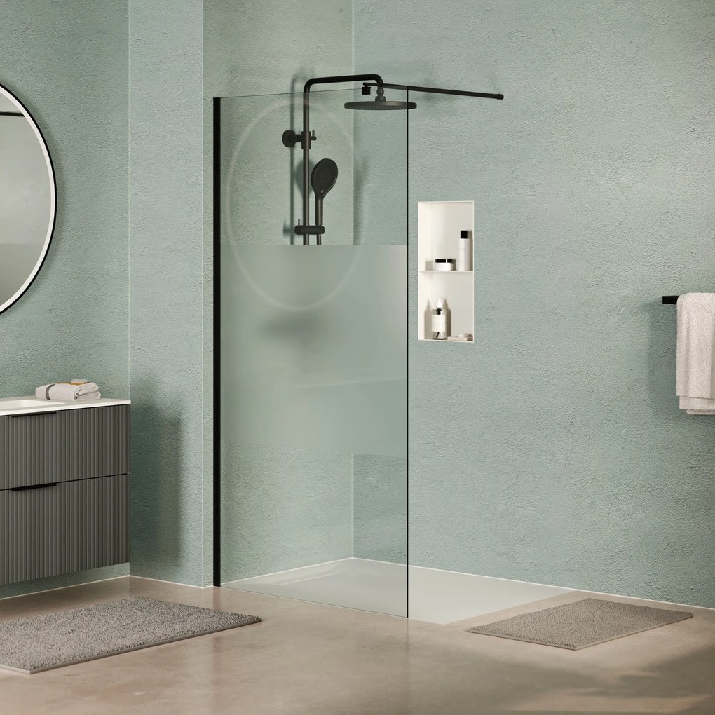 Walk-In Dusche EIRA - Milchglas-Streifen 8 mm und 10 mm