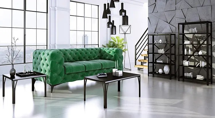 Czarny regał w stylu loft z metalowym stelażem - Alwaro 4X