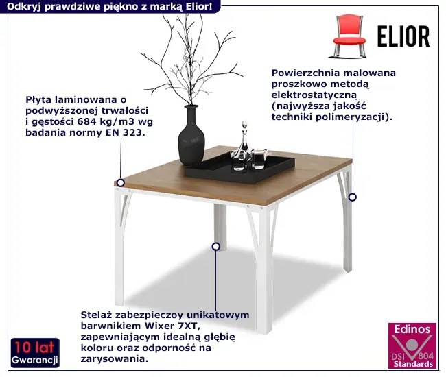 Nowoczesny stolik kawowy biały + dąb lancelot H7-W36
