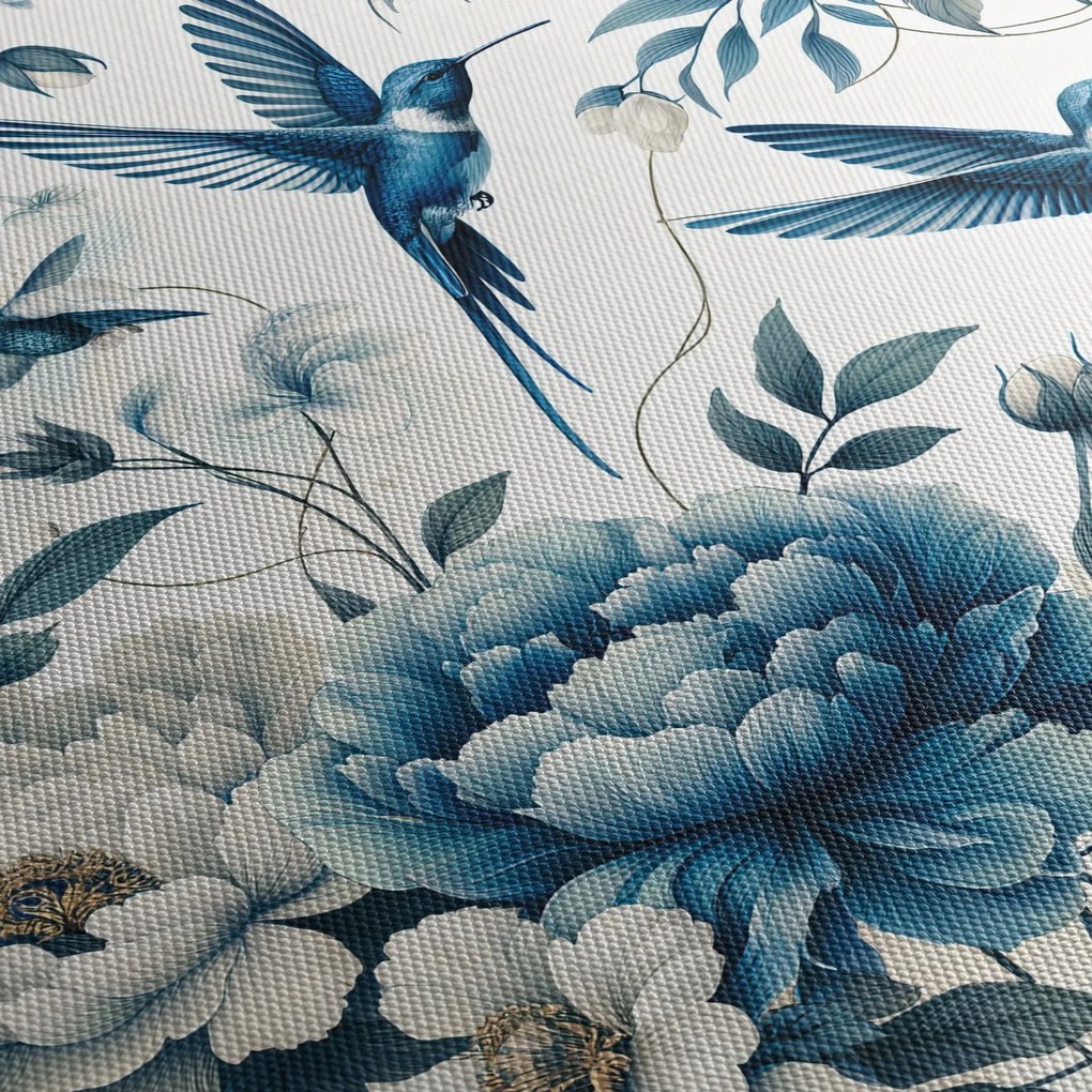 Obraz - Kolibry z kwiatami (170x50 cm)