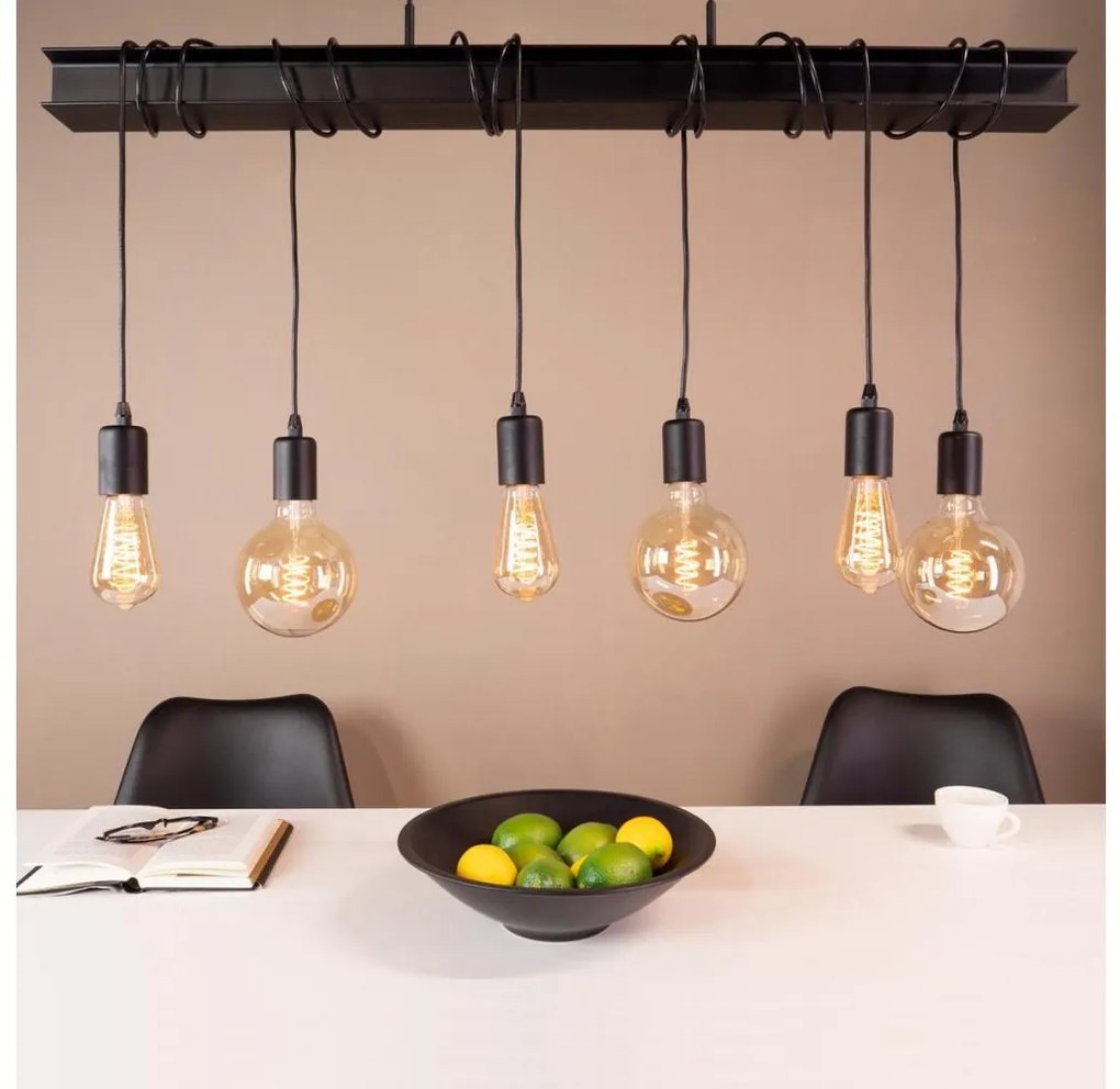 Eglo 43712 - Żyrandol na lince TOWNSHEND 6xE27/60W/230V czarny