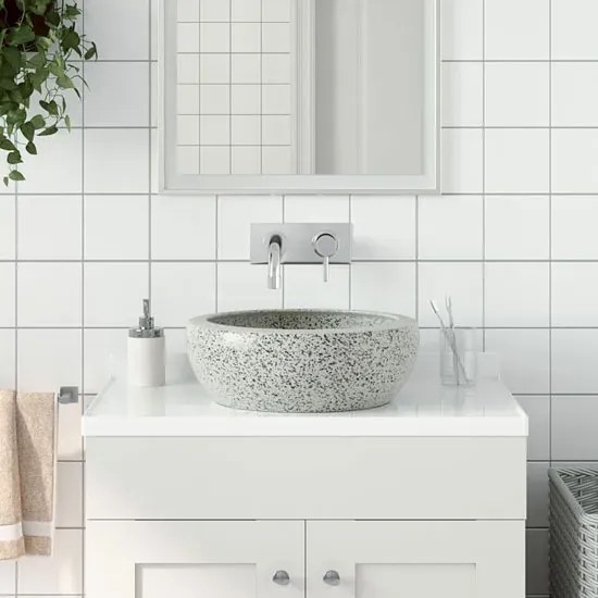 Szara okrągła umywalka ceramiczna - Ilmona 6X