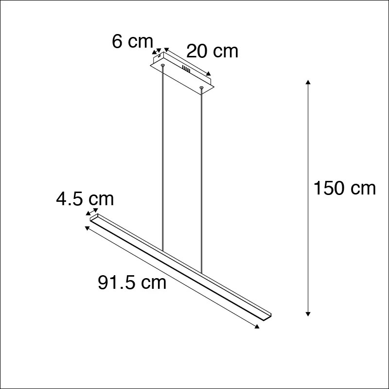 Nowoczesna lampa wisząca czarna 90 cm zintegrowana LED - Banda Nowoczesny Oswietlenie wewnetrzne