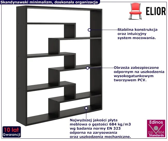 Czarny minimalistyczny regał stojący lub wiszący - Ovio