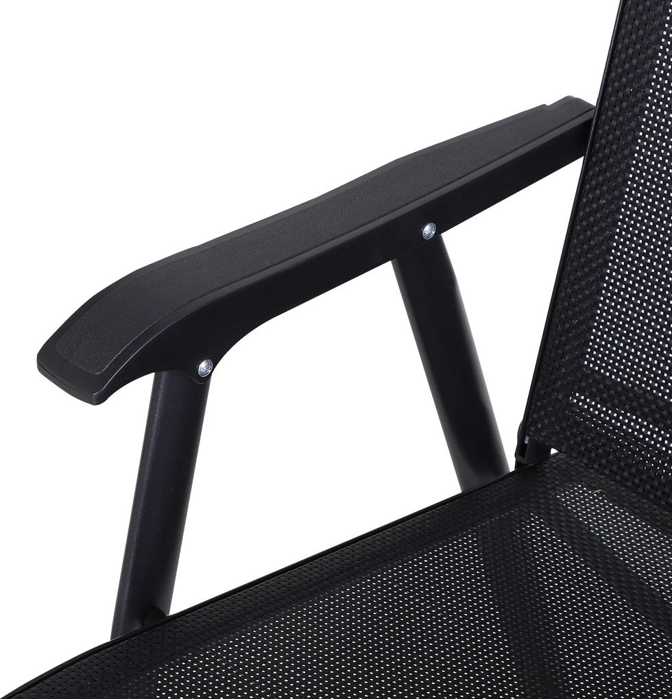 Outsunny krzesło składane z podłokietnikami zestaw 2-cz. krzesło kempingowe krzesło wędkarskie metalowe kolor czarny