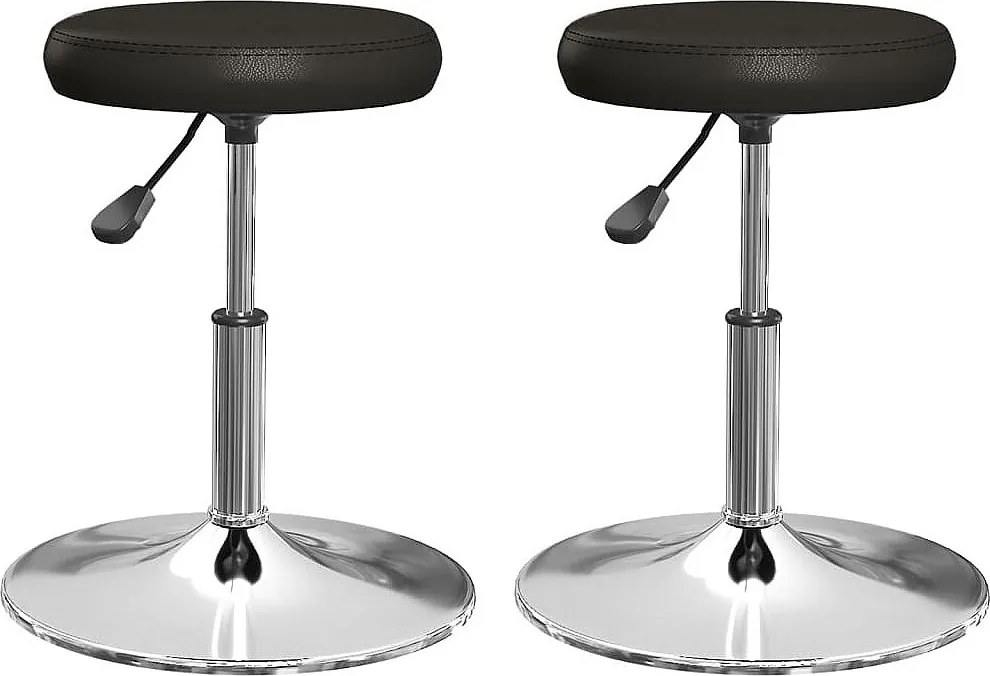 Zestaw 2 Czarnych Obrotowych Krzeseł Jadalnianych z Podduszką Gazową