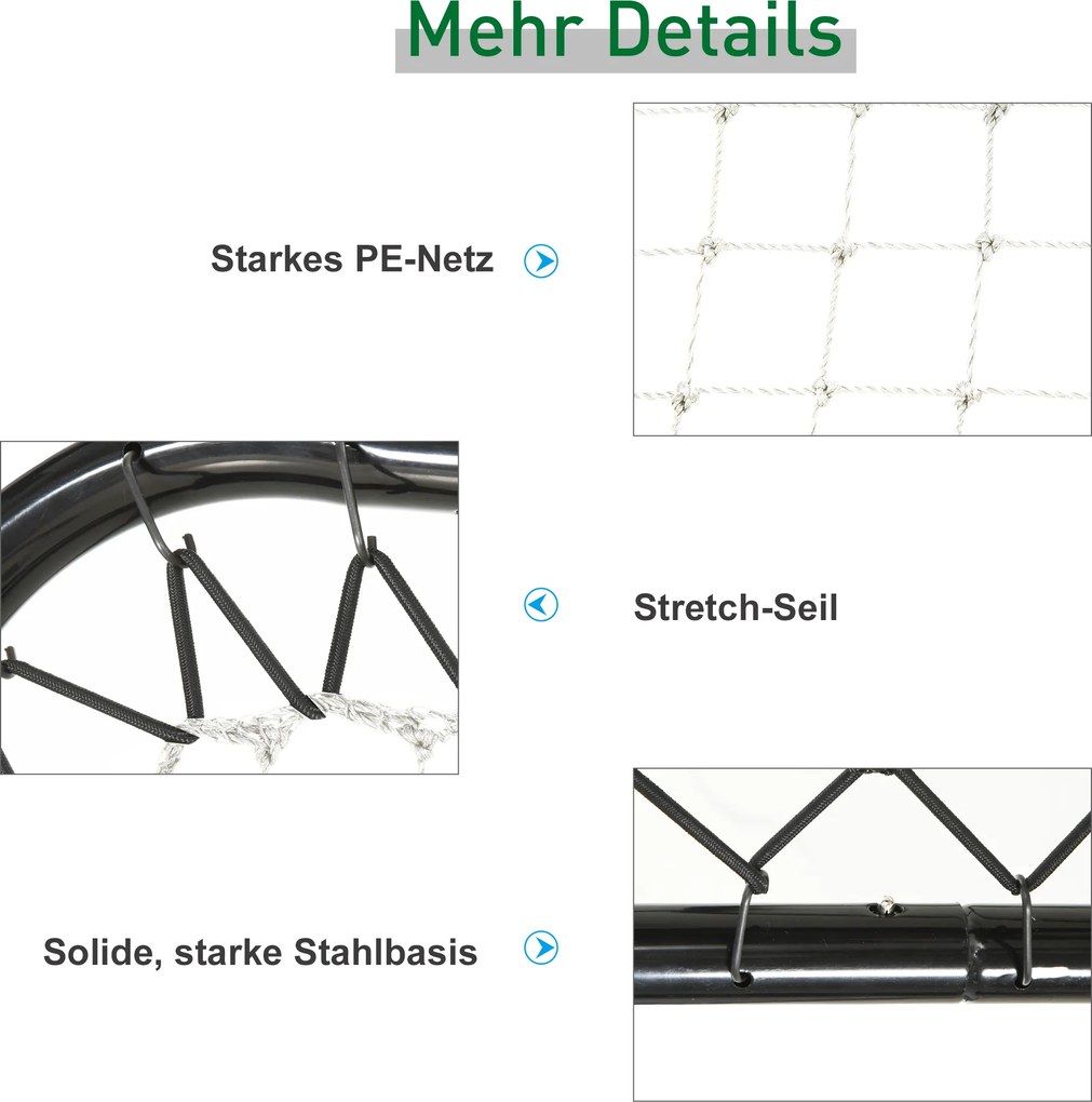 Rebounder Bejsbol Bramka Odbijająca Składana Metal PE Czarna Siatka Treningowa | Aosom PL
