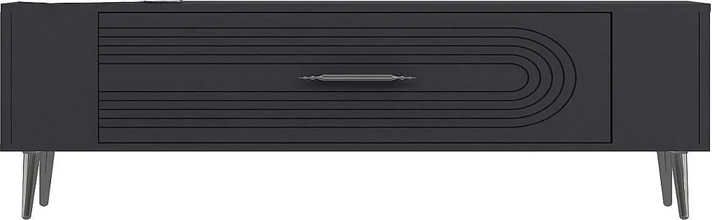 Stojak pod TV – 120 cm x 48,2 cm x 26,4 cm – Antracyt i srebro – Melamina