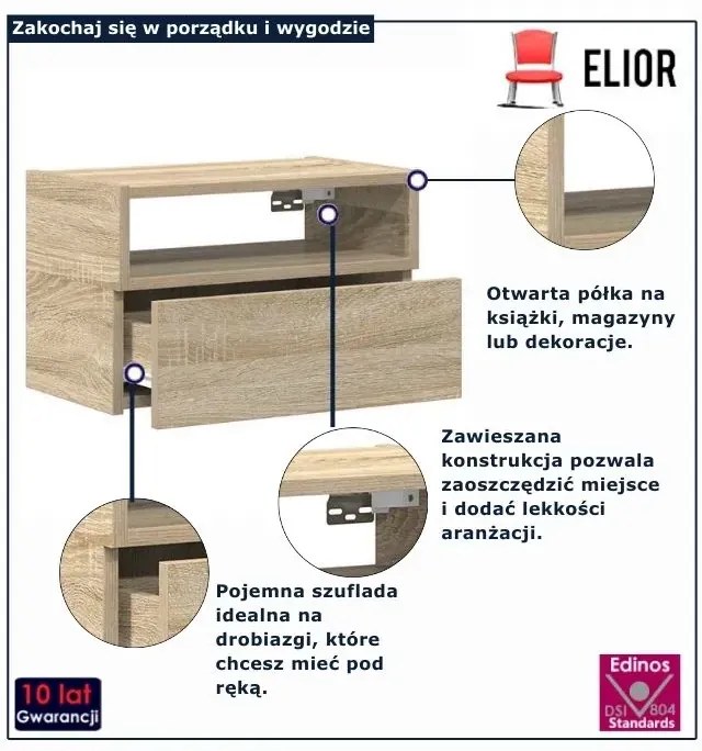 Wisząca szafka nocna dąb sonoma P5-Z90