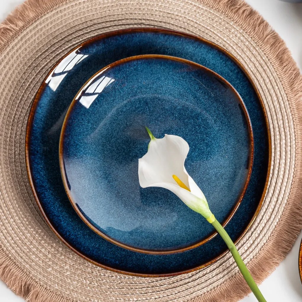 Altom Ceramiczny płytki talerz Reactive Navy Blue25,5 cm