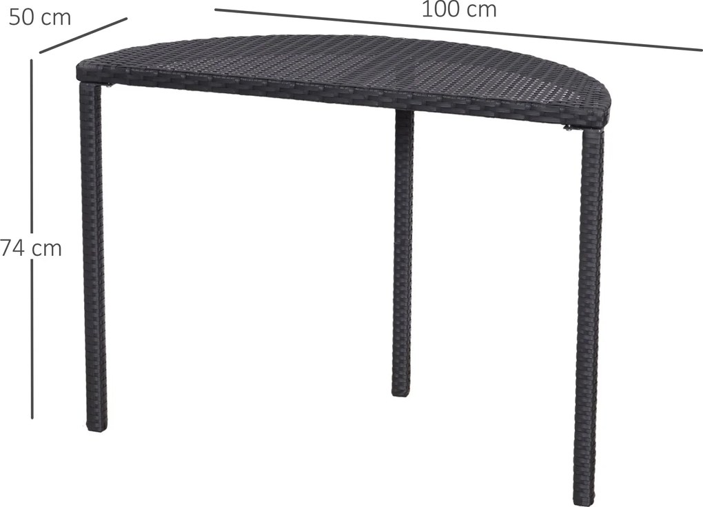 Outsunny Stół Balkonowy Ogrodowy Stolik Kawowy Polirattan Czarny Półokrągły Design i Funkcjonalność | Aosom PL