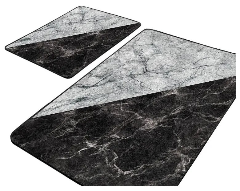 Czarno-białe dywaniki łazienkowe zestaw 2 szt. 60x100 cm – Mila Home