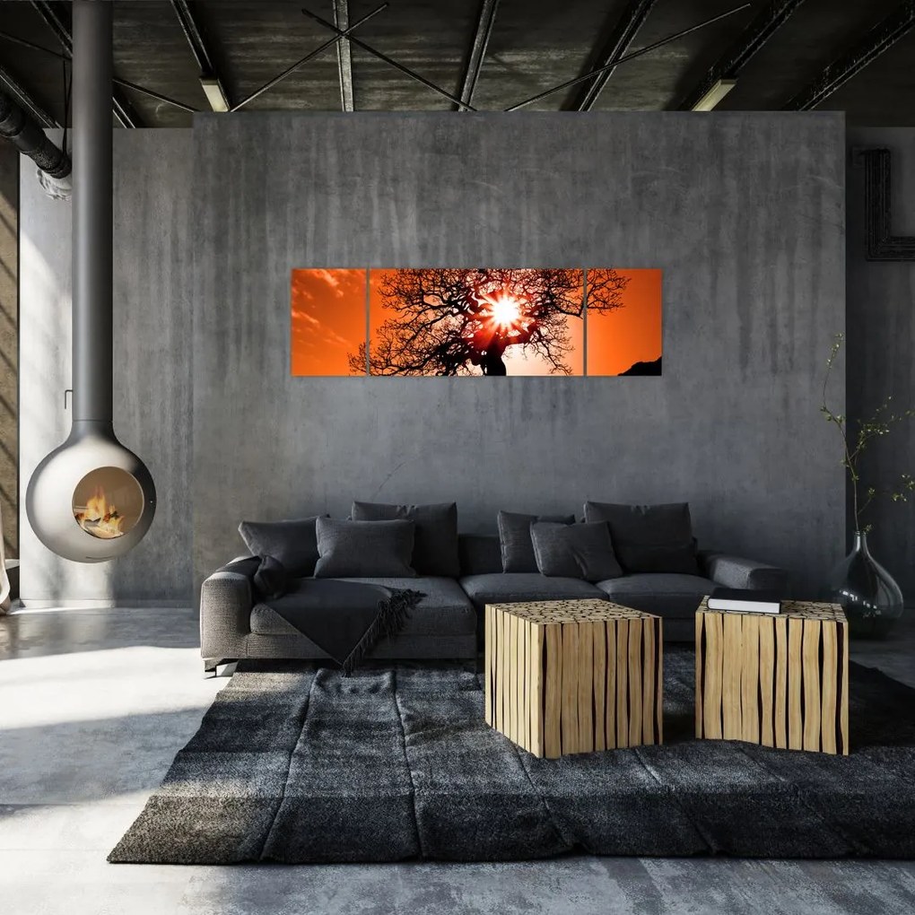 Obraz - Dąb o zachodzie słońca (170x50 cm)