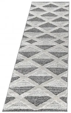 Dywan nowoczesny Pisa 3D Geometria kremowo-szary 80 cm x 250 cm