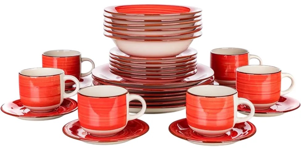 Banquet 30-częściowy zestaw jadalny Spiral  Red