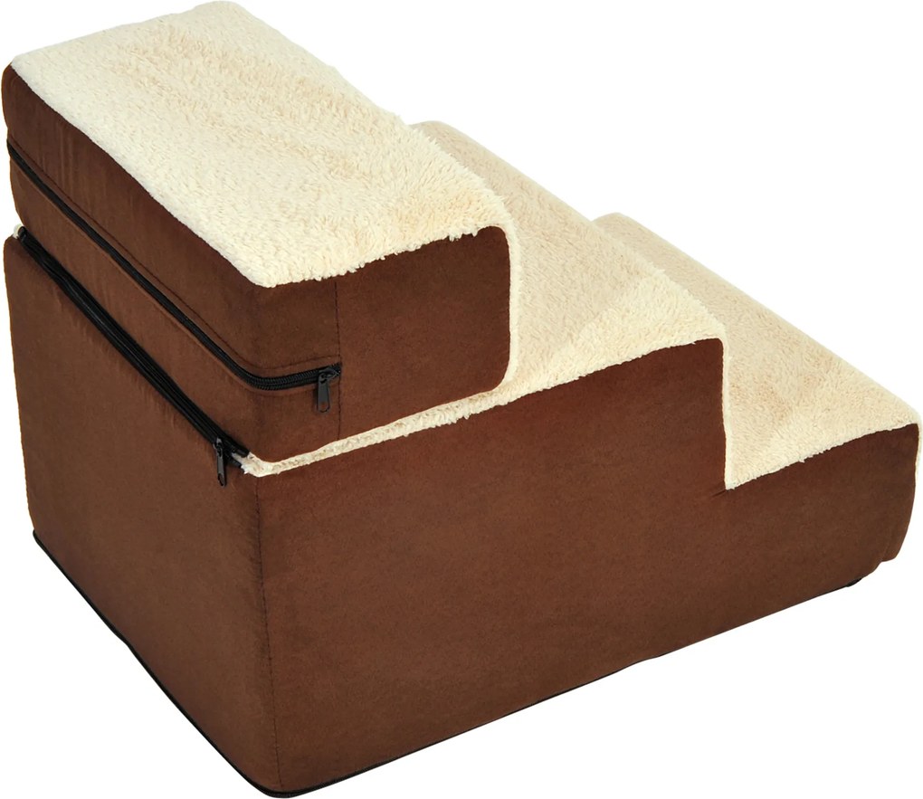 PawHut schody dla psa, schody dla kota, pomoc w wejściu, 3 stopnie, pluszowe, beżowe