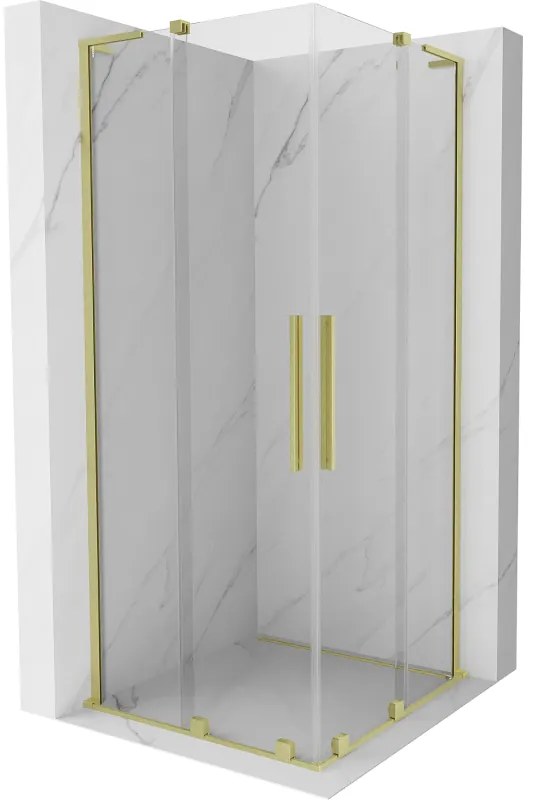 Mexen Velar L Duo kabina prysznicowa rozsuwana 80 x 80 cm, transparent, złota szczotkowana - 871-080-080-02-03-55