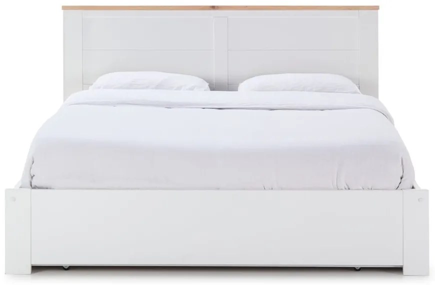 Białe łóżko dwuosobowe ze schowkiem i stelażem 160x200 cm Gabi – Marckeric