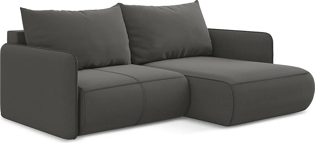 Narożnik prawostronny z funkcją spania - z tkaniny welwetowej - stalowy - NANEA