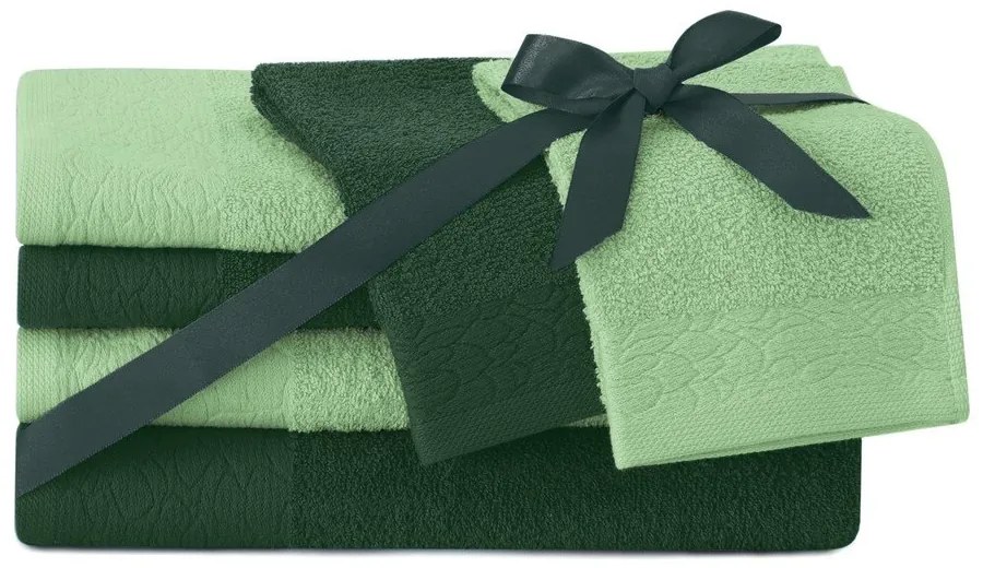 Zielone bawełniane ręczniki zestaw 6 szt. frotte Flos – Restilo