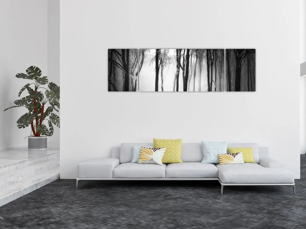 Obraz - Wilk w ciemnym lesie (170x50 cm)