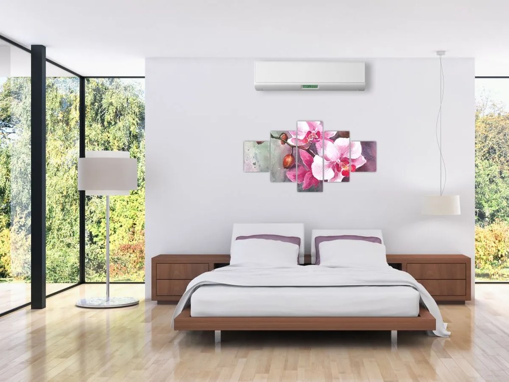 Obraz - Orchidee, akwarela (125x70 cm)