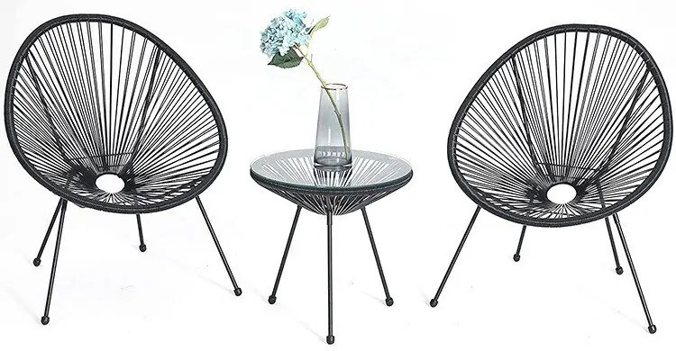 Zestaw mebli ogrodowych Acapulco 2 krzesła + stolik CZARNE