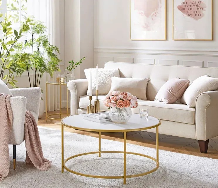 Okrągły stolik kawowy w stylu glamour - Lara