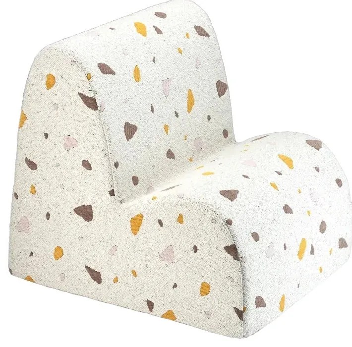 Biały fotel dziecięcy z materiału bouclé/z tkaniny szenilowej Terrazzo Cloud – Wigiwama