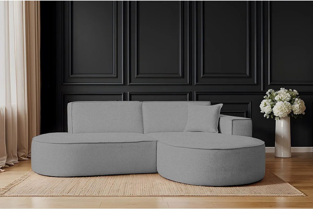 Narożnik Modena Studio, tkanina szenilowa Artico, Cement, Prawy