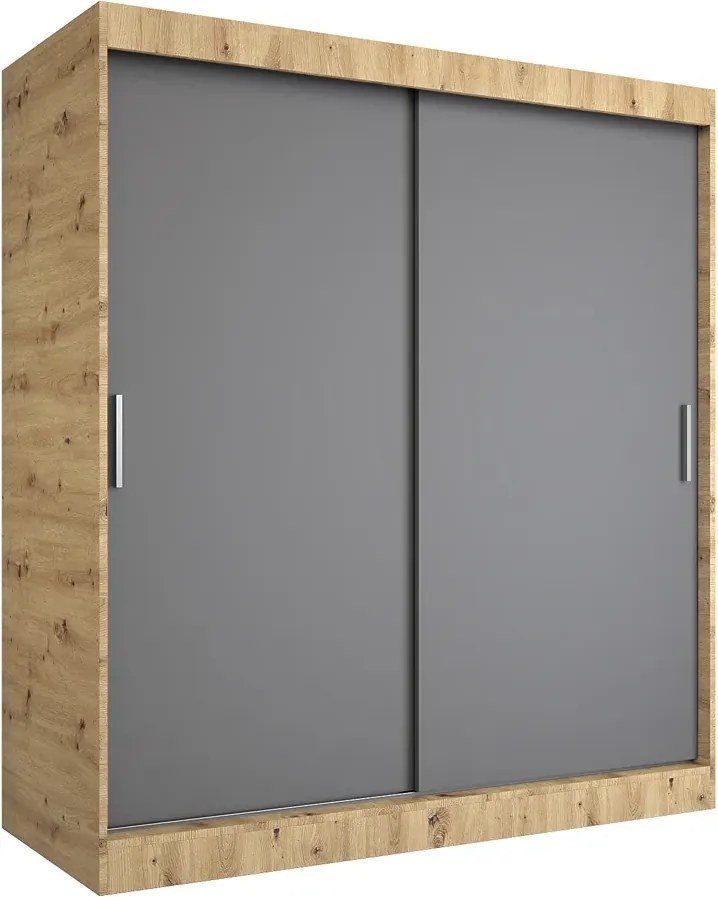 Szafa przesuwna 180 cm dąb artisan + antracyt L9-C45