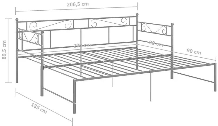 Szare metalowe łóżko rozkładane 90x200 cm - Wesper