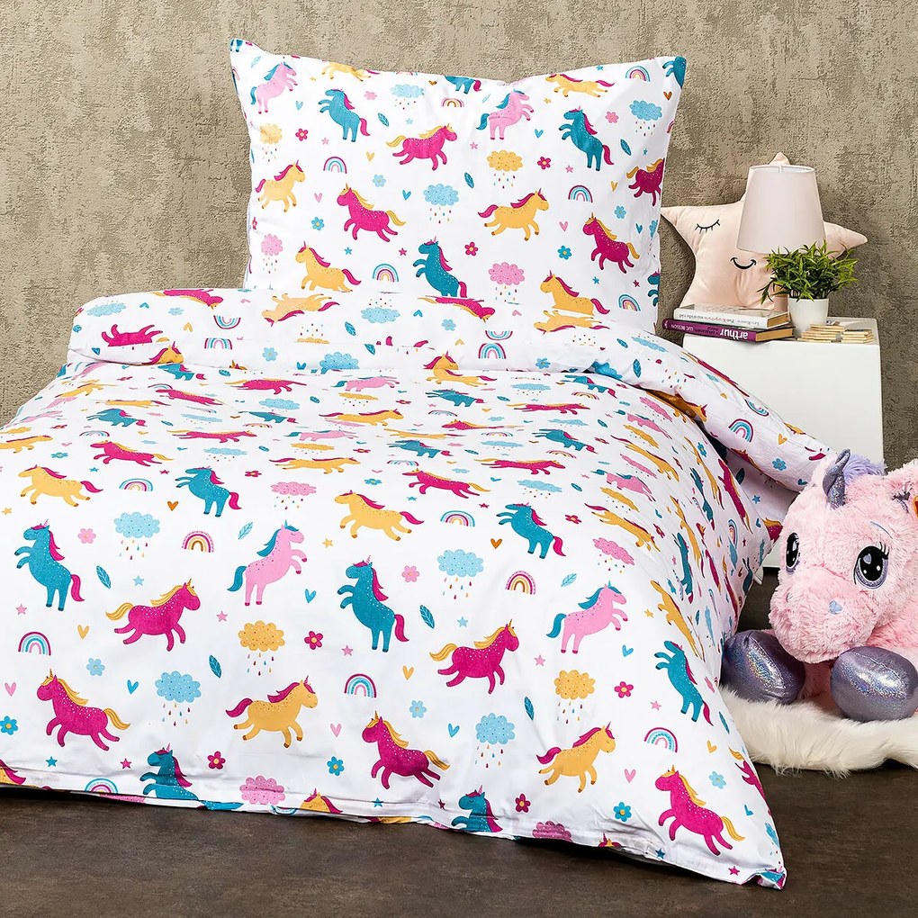 4Home Dziecięca pościel bawełniana Unicorn, 160 x 200 cm, 70 x 80 cm