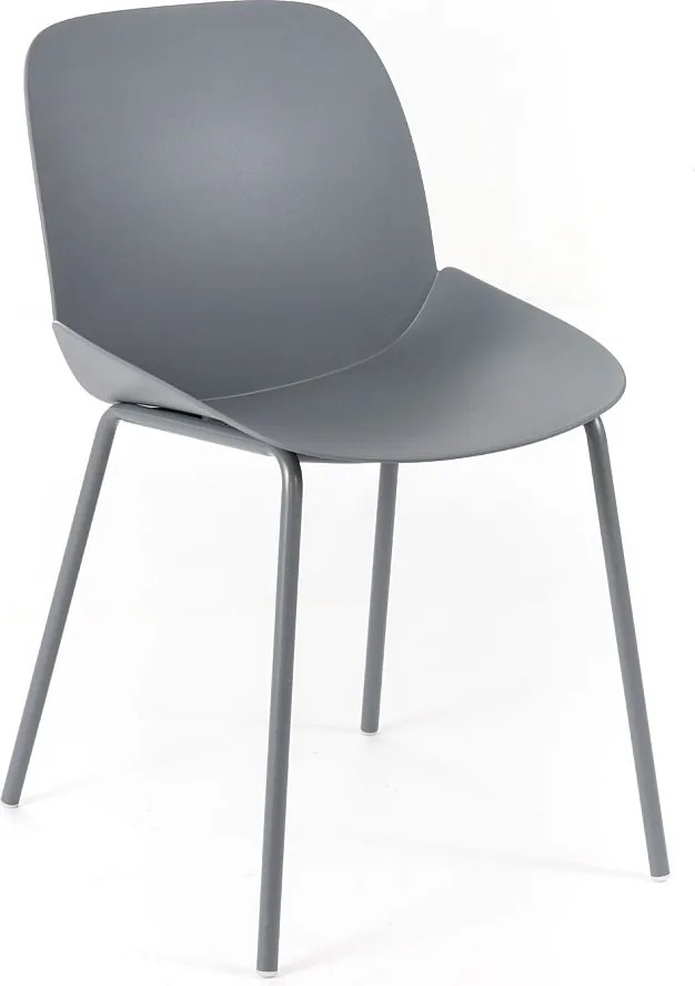Zestaw 4 nowoczesnych krzeseł z szarego polipropylenu "Azzurra" z malowaną metalową ramą do salonu