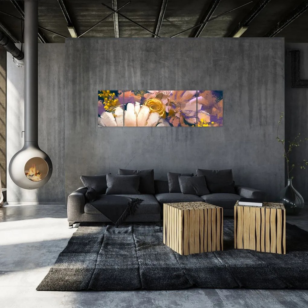 Obraz kwiatów (170x50 cm)