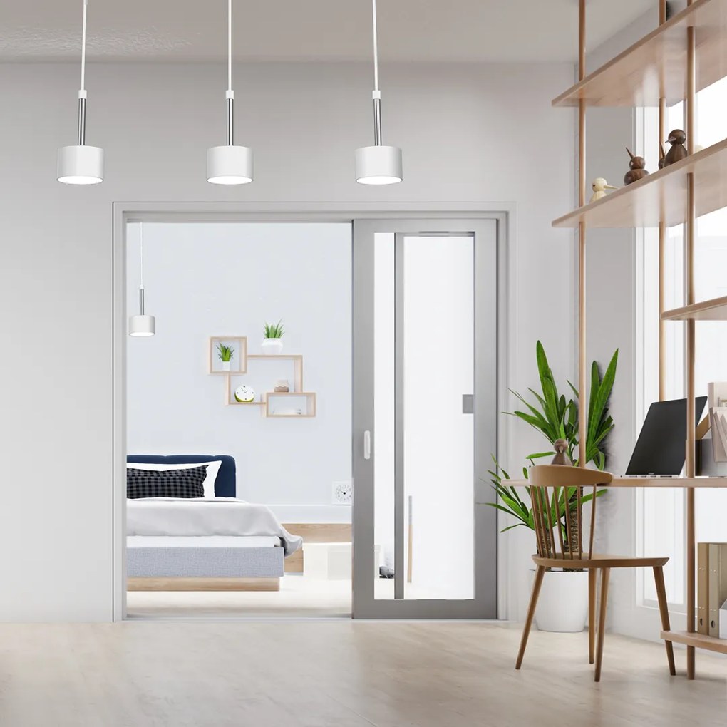 Lampa wisząca ARENA WHITE/SILVER 3xGX53, biała, na listwie potrójna, nad stół