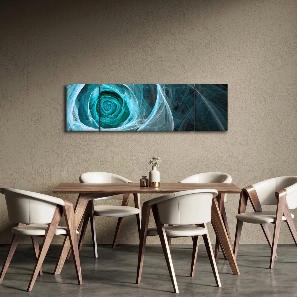 Obraz - Abstrakcyjny różowy niebieski z czarnym tłem (170x50 cm)