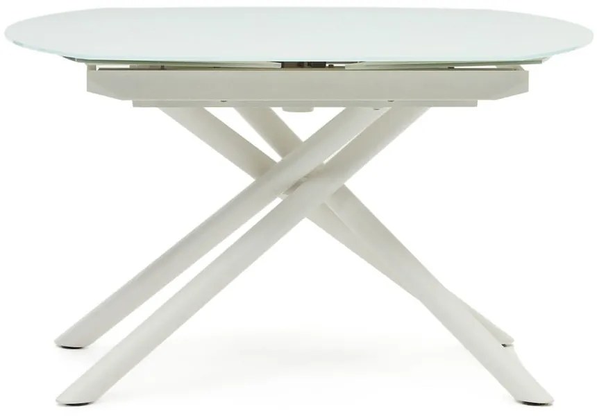 Biały rozkładany stół ze szklanym blatem 100x130 cm Yodalia – Kave Home