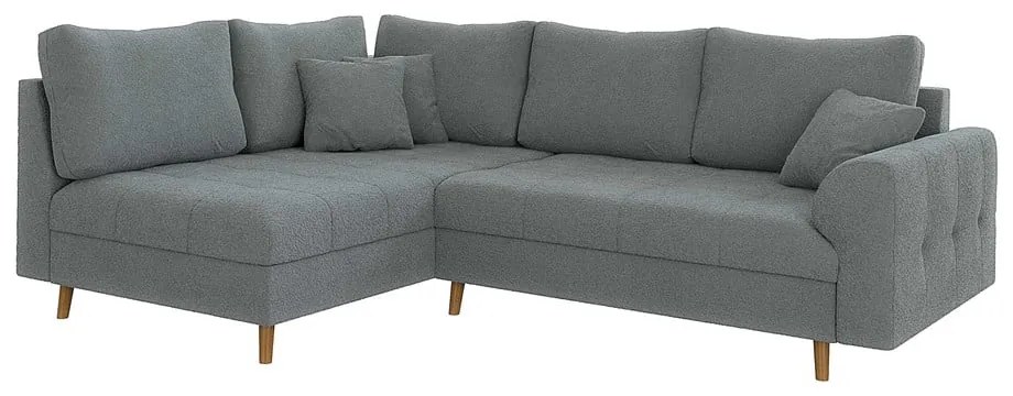 Szary narożnik z materiału bouclé (lewostronny/w kształcie litery L) Ariella – Ropez