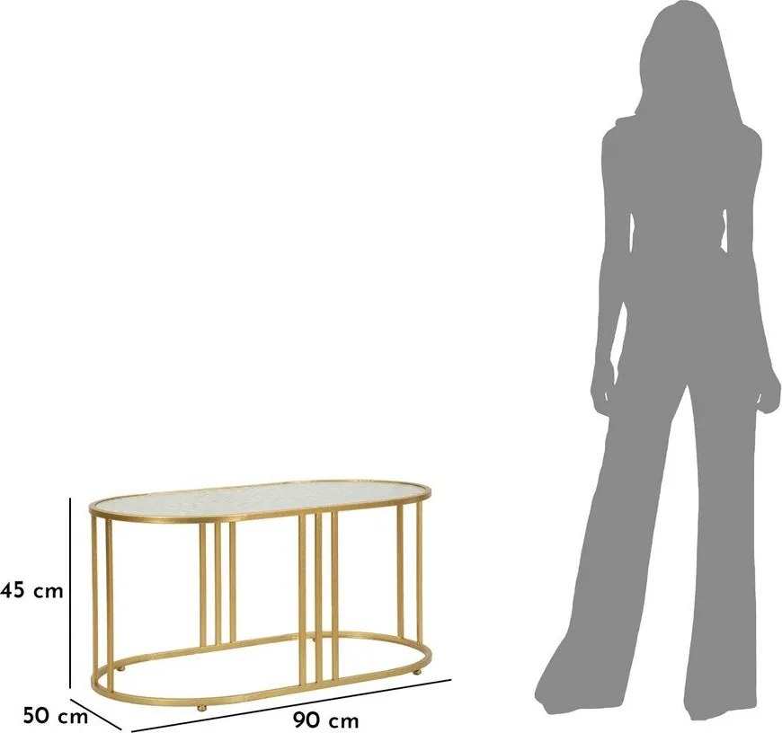 Stolik w biało-złotym kolorze ze szklanym blatem 50x90 cm Antalia – Mauro Ferretti